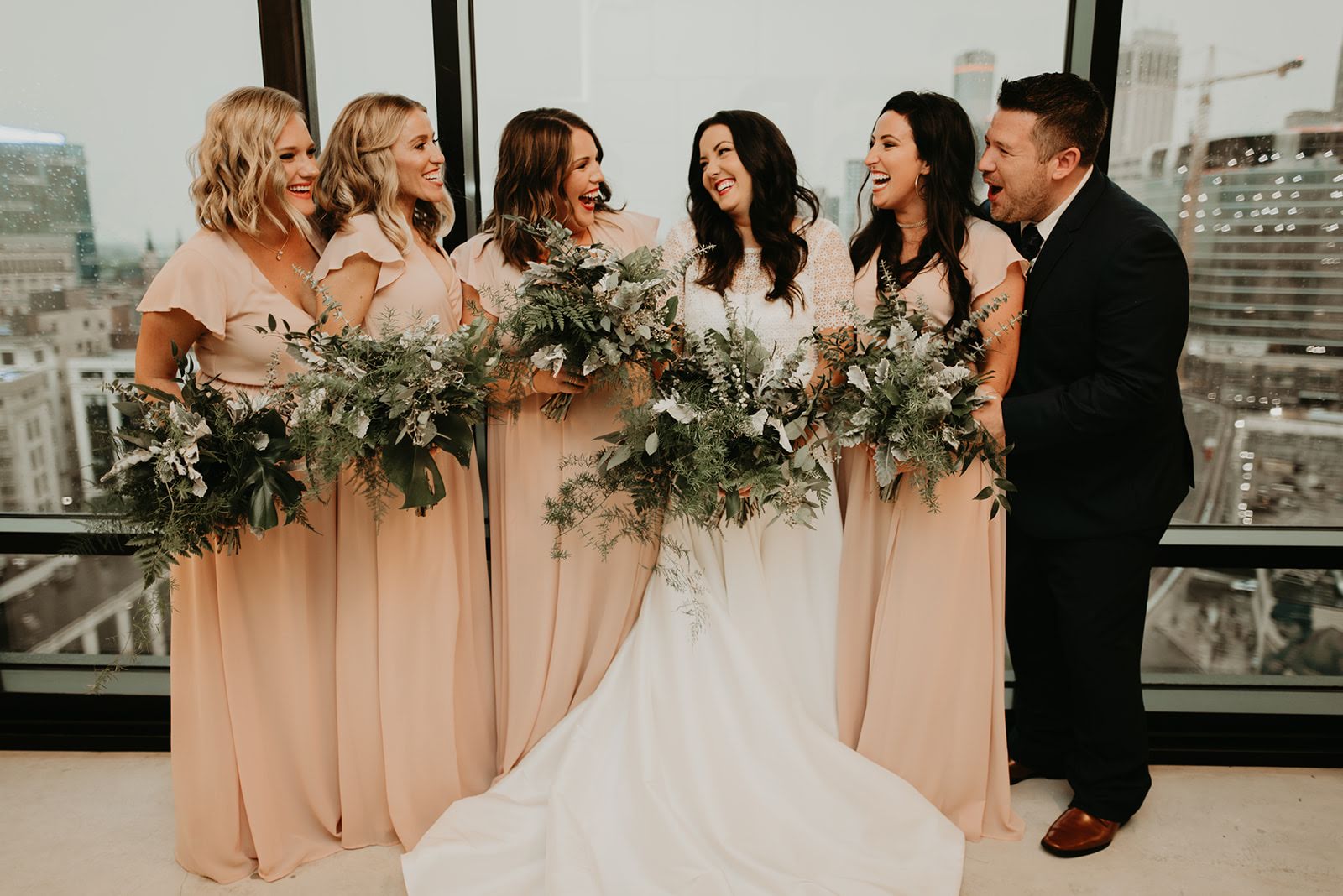 All greens all the way for this bridal party!